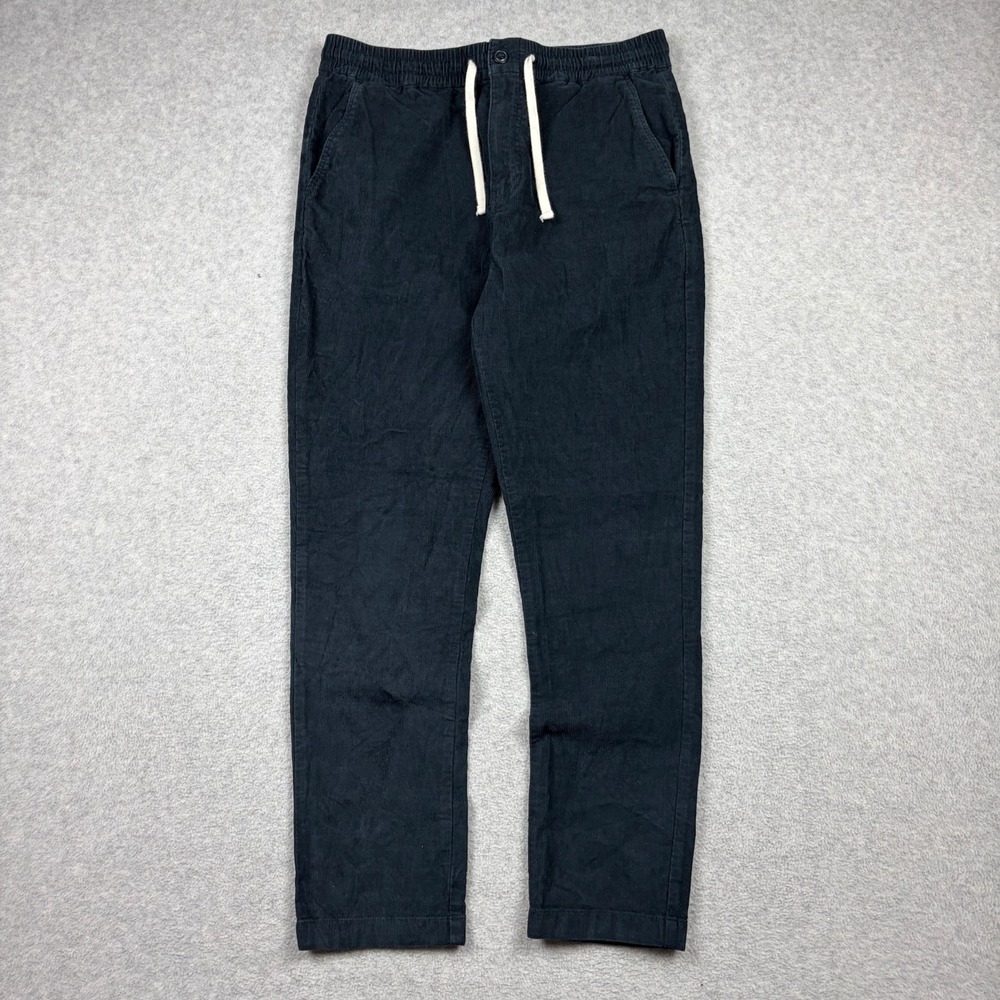 J Crew Dock Pants Mens Medium Navy Blue Corduroy Slim Drawstring Elastic Waist